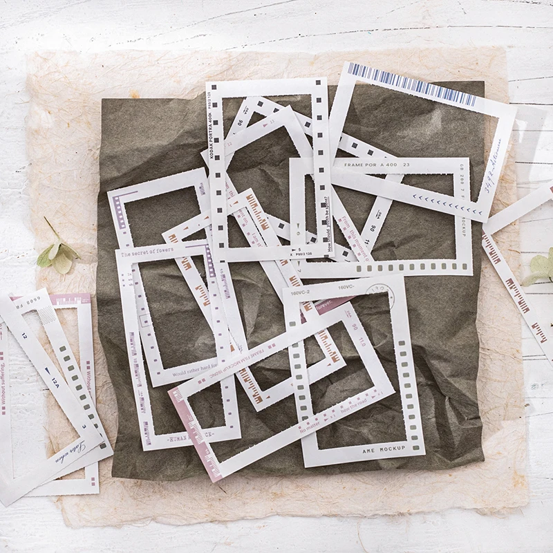 Yoofun 30sheets Vintage Film Border Material Paper Collage Art Supplies Stationery Memo Pads Journaling Scrapbooking Memo 5