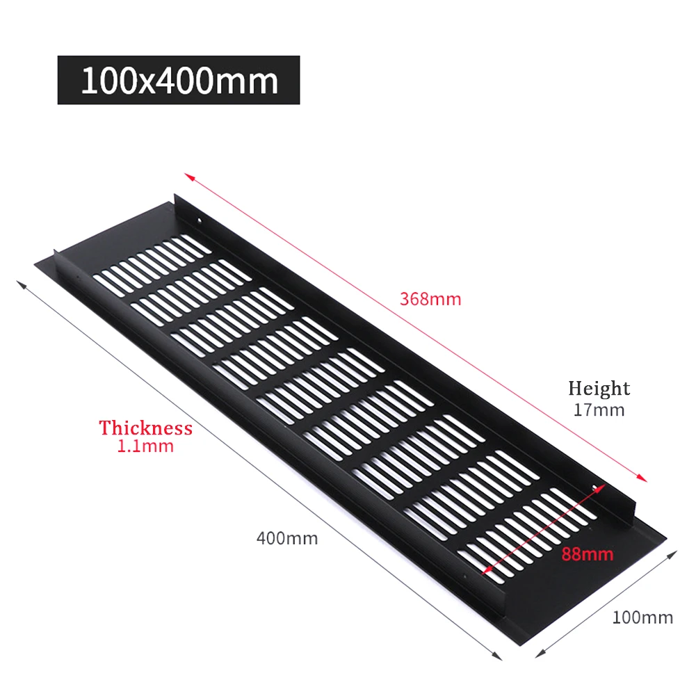 100mm Cabinet Air Vent Grille Wardrobe Air Vent Grille Aluminium Rectangular Ventilation Cover Furniture Breathable Hole