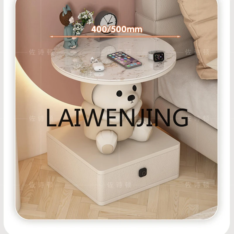 

Cream Style Bedside Table All-in-One Light Cartoon Creative Doll Cute Tray Bedroom Bedside Small Coffee Table