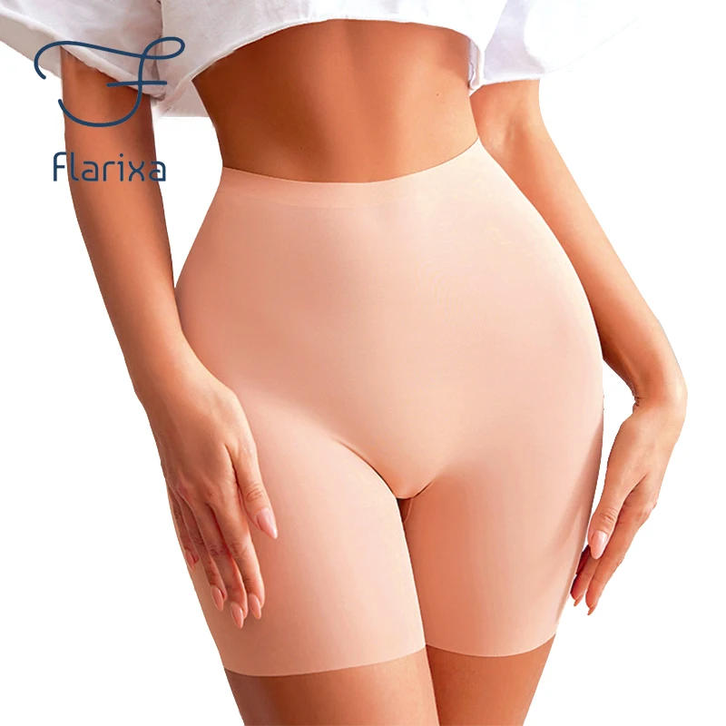 

Flarixa High Waist Seamless Women's Shorts Panties Slim Tummy Shaper for Women Boxer Ice Silk Safety Pants Underwear Lingerie
