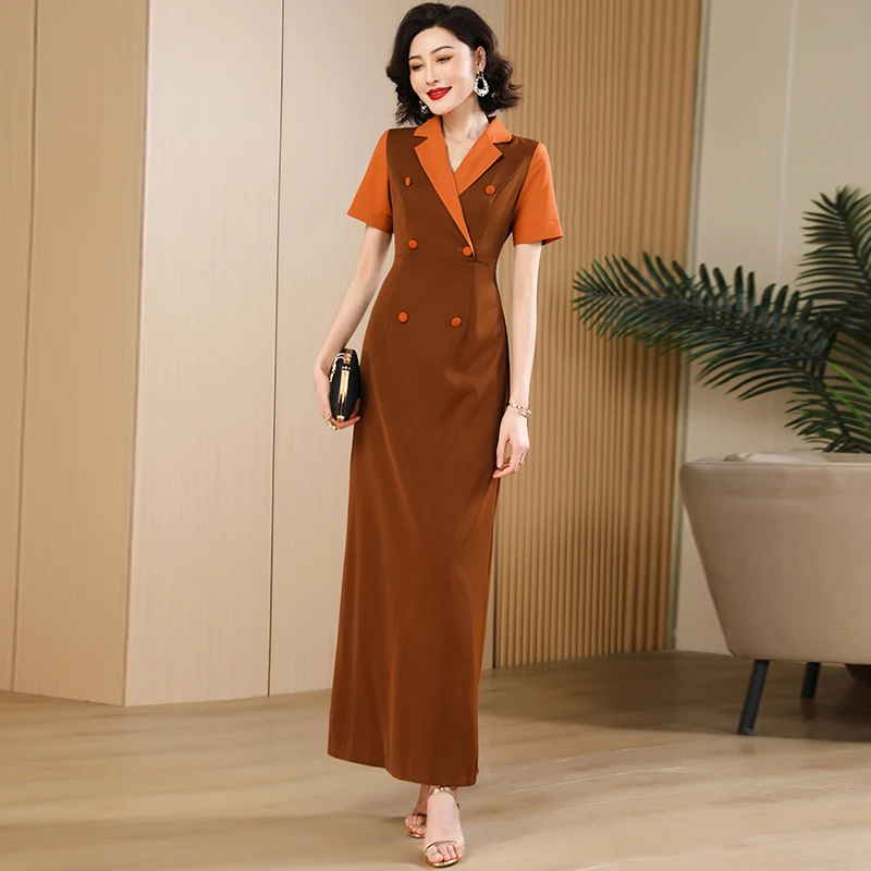 Short-Sleeve-Summer-Pencil-Dress-Office-Lady-A-line-Dress-Double ...