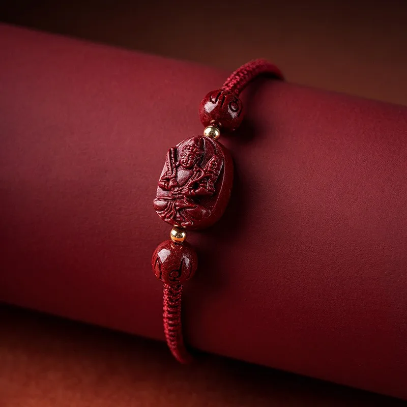 Manjushri Bodhisattva Dragon Bracciale Cinabro Bead Bracciale 2024 Resolves Tessitura Tai Sui Red Rope 12 Zodiac Dragon Year Amuleto
