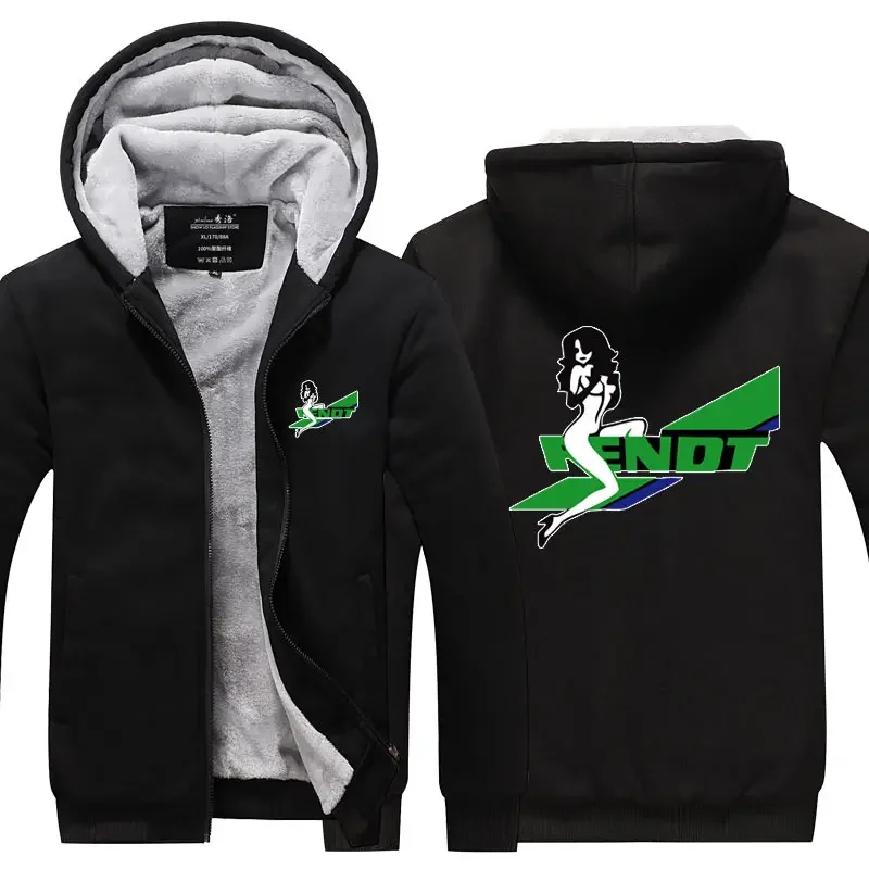 

2023 Winter Print FENDT Car Logo Thicken Jackets Male Hoodies Zipper Sweatshirts Tracksuit Men's Coats