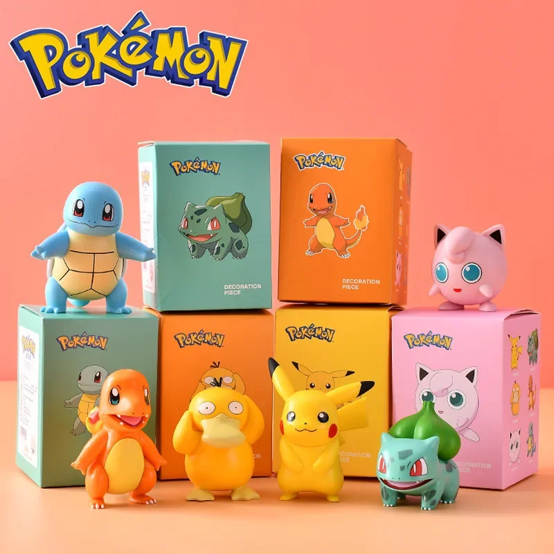 

Kawaii Pokémon Anime Pikachu Squirtle Action Figures Bulbasaur Psyduck Cute Cartoon Furniture for Display Toy Gift