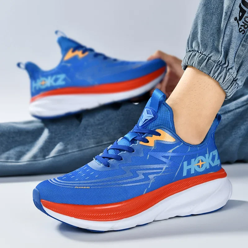 Trendy unisex running shoes with shock absorption, breathable mesh, and available in plus sizes