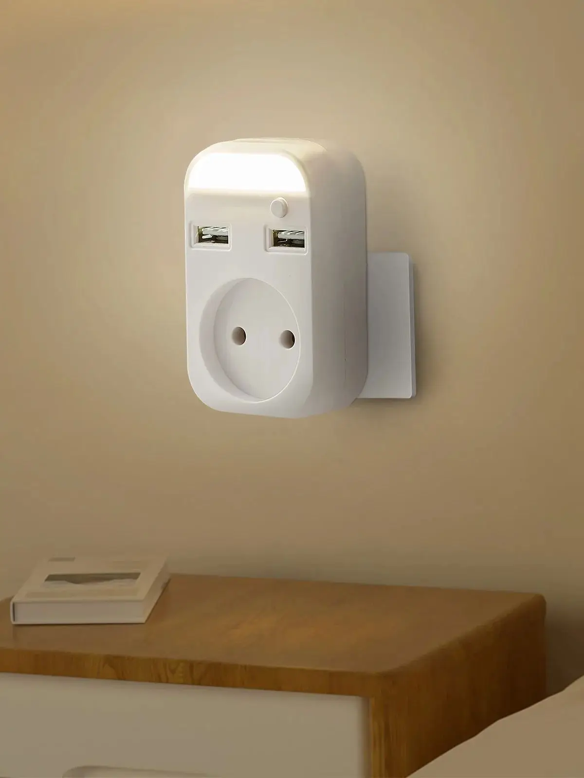 Universal USB Socket Adapter with Night Light and Switch - EU Standard Outlet
