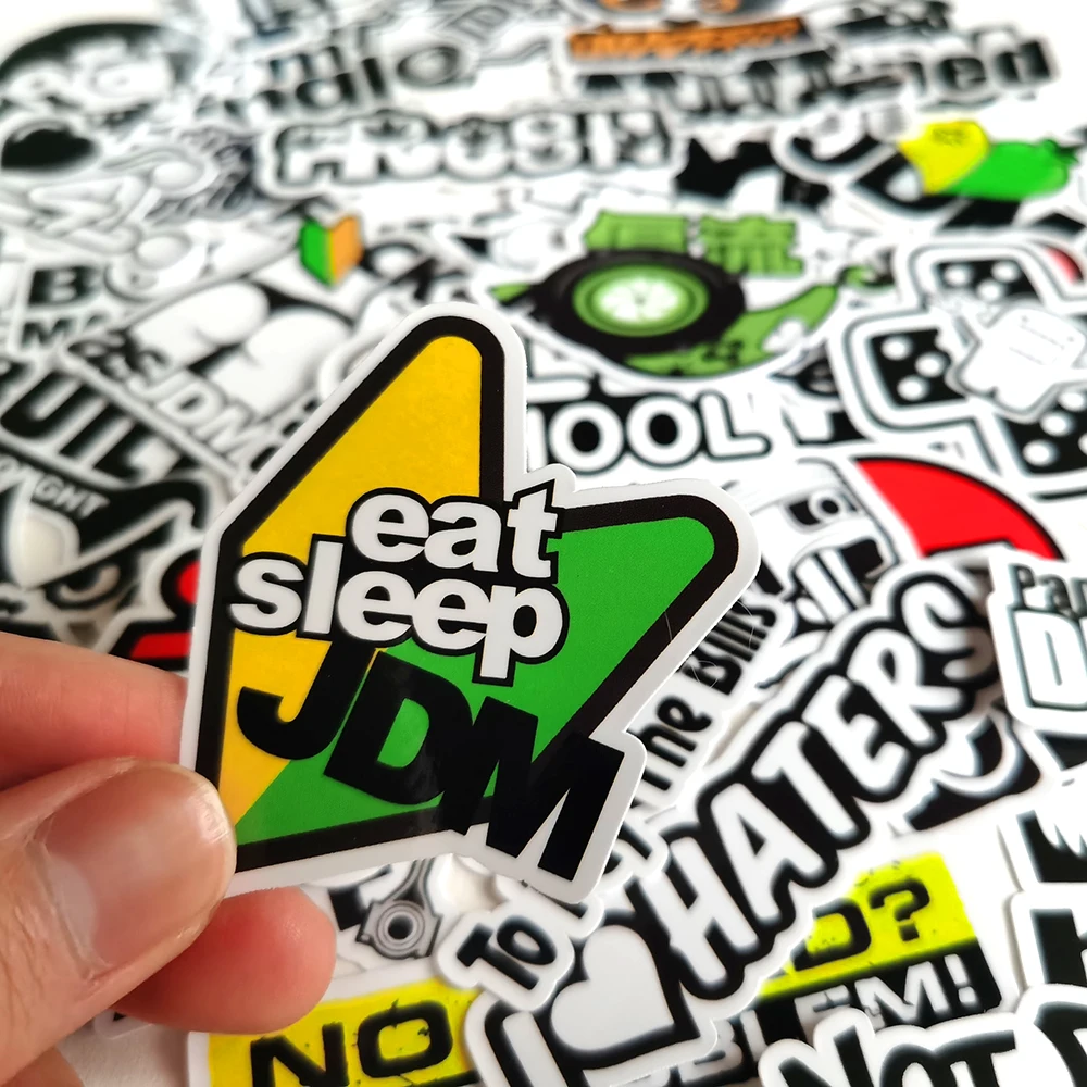 50pcs Funny JDM Styling Stickers Skateboard Luggage Bumper Bike Car Motorcycle Scooter Cool Decals Sticker Bomb Toy Waterproof 5