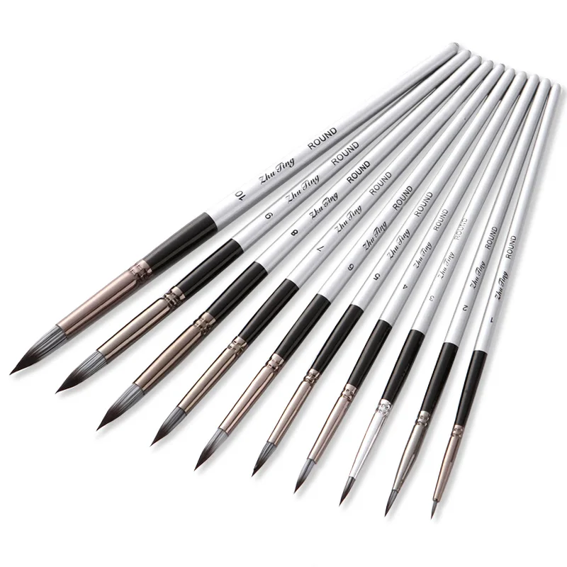 Professional Nylon Hair Wood Handle Watercolor Gouache Oil painting Face Body Paint Art Brush Set 6