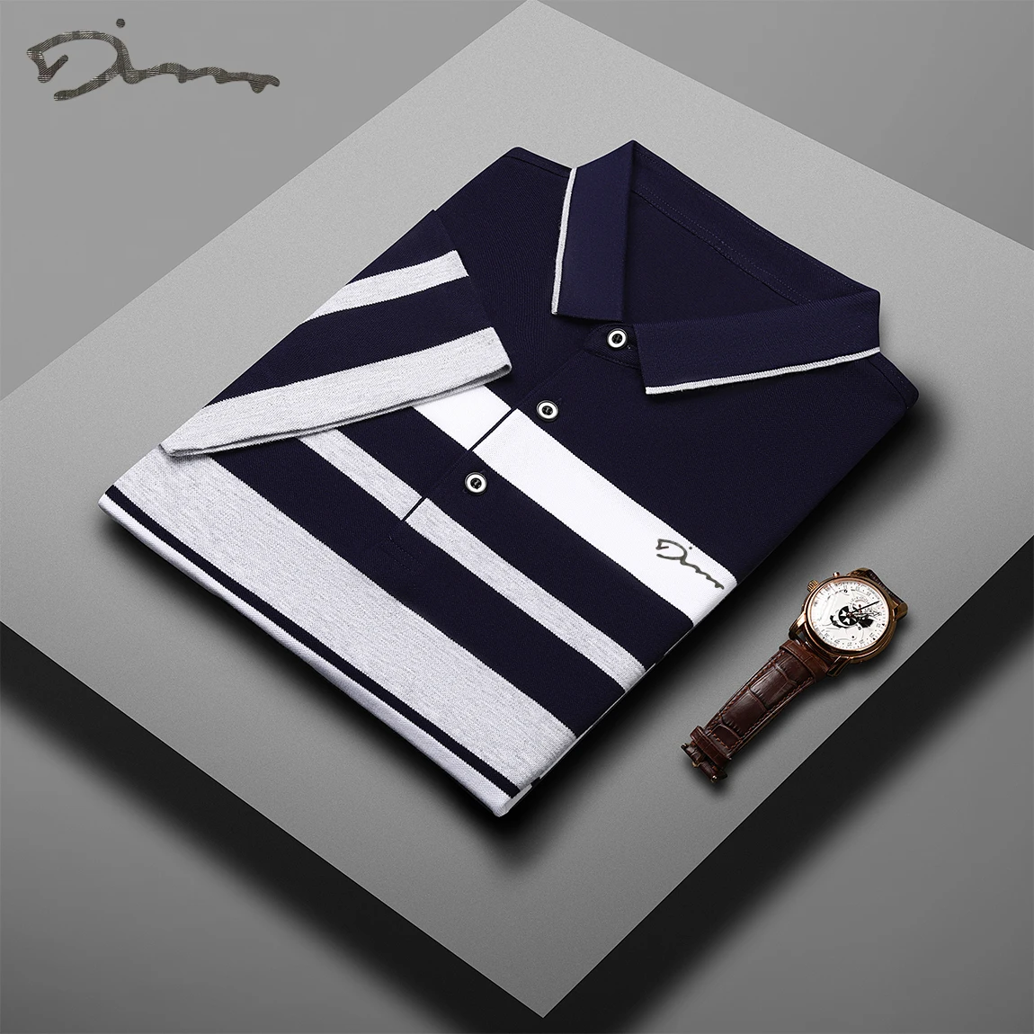 Brand Embroidery Men's Cotton Polo Shirts Classics 2024 Summer Striped Button Clothing Business Streetwear Short Sleeved T-shirt 9 Sacdd3694c0a745ac9bd3a5f4b11aa527a