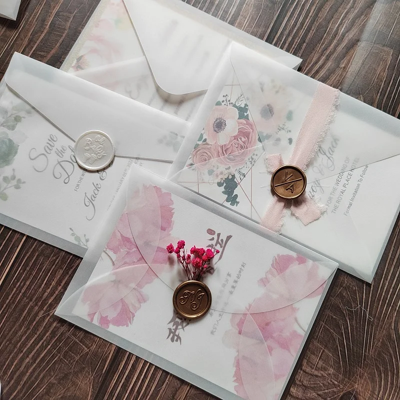 50pcsMultiSizeTranslucentVellumPaperEnvelopesGlassinePaper