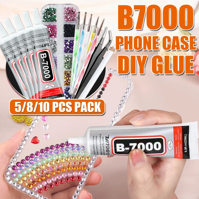 กาวใส LOOLIFL B-7000 25 มล. + อุปกรณ์ตกแต่งเล็บด้วยเพชร - กาวปลายแหลมสำหรับงาน DIY ทำเล็บ ตกแต่งเครื่องประดับ และซ่อมแซมงานฝีมือ 1