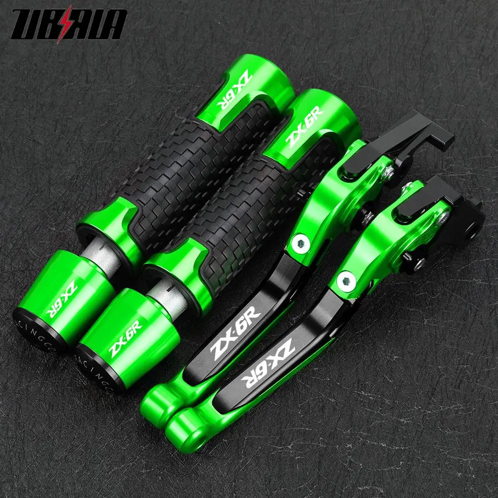 

Motorcycle Brake Clutch Levers Handlebar Handle Grips Ends Caps Slider Accessories ZX 6R For KAWASAKI NINJA ZX6R ZX-6R 2005-2006