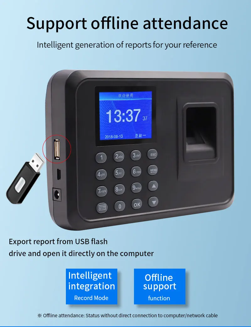 Biometric Fingerprint Biometric Machine, Time Clocking Recorder