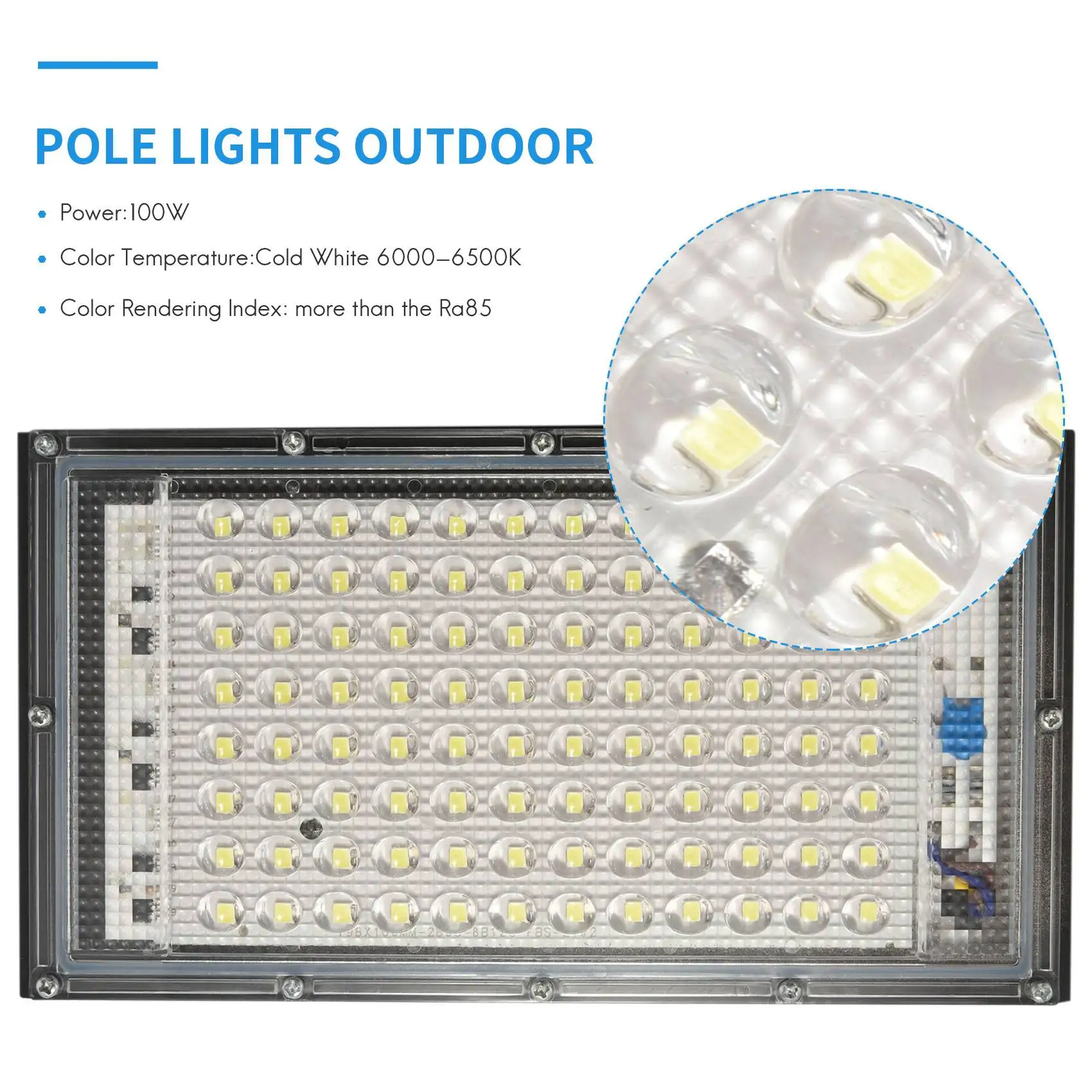ABRW-100W LED 가로등 AC 220V-240V 야외 투광등 스포트라이트 IP65 방수 벽등 정원 도로 가로등