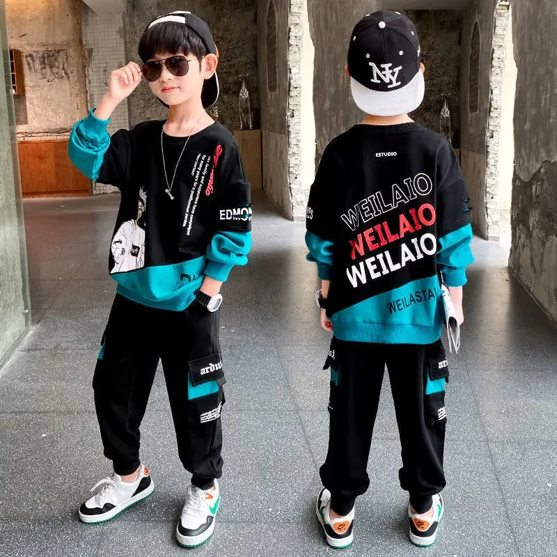

Children Boys Clothing Set Fashion Baby Boy Tracksuits Street Clothes Teenage 5 6 8 11 12 Years Summer Autumn Kids Sports Suits