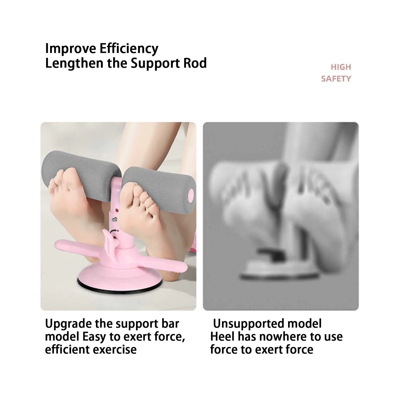 Sit Up Trainer Multifunctional Sport Sit-Up Bar Adjustable Abdominal Trainer Foam Handle For Home Suction Cup Builder Home