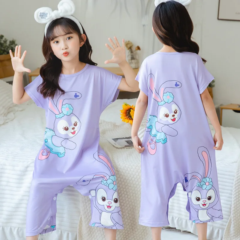 

Disney Stellalou Summer Baby One-piece Pajamas Boys Cartoon Nightgown Kids Homewear Girls Nightdress Thin Clothing Pyjamas
