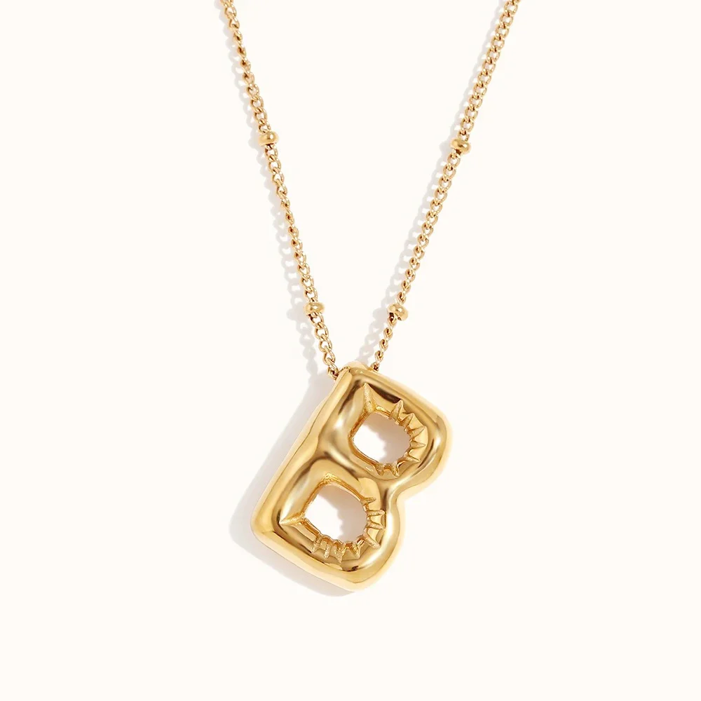 Damen Initialen-Halskette Edelstahl Choker Bubble-Buchstaben-Anhänger Trendiger Schmuck-Accessoire für 2025 – Detail 9