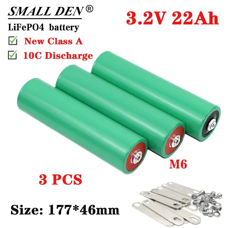 

3PCS 3.2V 22Ah LifePO4 Battery New High Power 10C 220A Discharge Long Cycle Life Suitable for Energy Storage Car Starter Battery