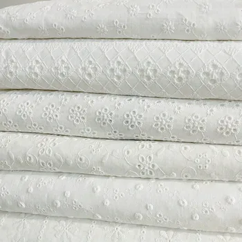 Embroidery Lace 100% Cotton Fabric Water Soluble Hollow Small Flower For Sewing Dress Clothes DIY Handmade Crafting By Half Yard