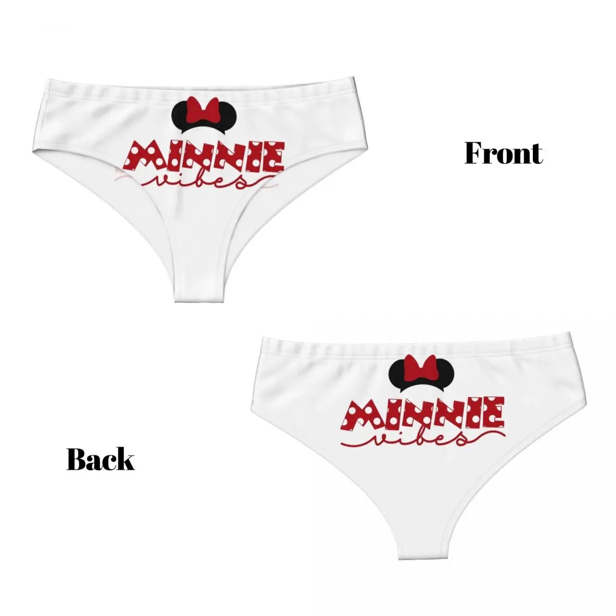 Kawaii Minnie Mouse Bow Tie Women Underwear Brief Full Coverage No Show Cartoon Mickey Ladies Panties 4