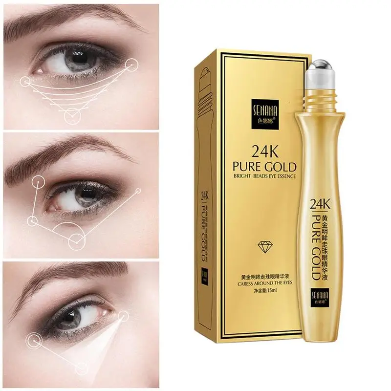 24K Gold Bright Eye Serum Anti-Aging Roll-on Essence Remove Dark Circles Hydrating Moisturizing Anti-Puffiness Eye Cream eye cream anti wrinkle eye cream