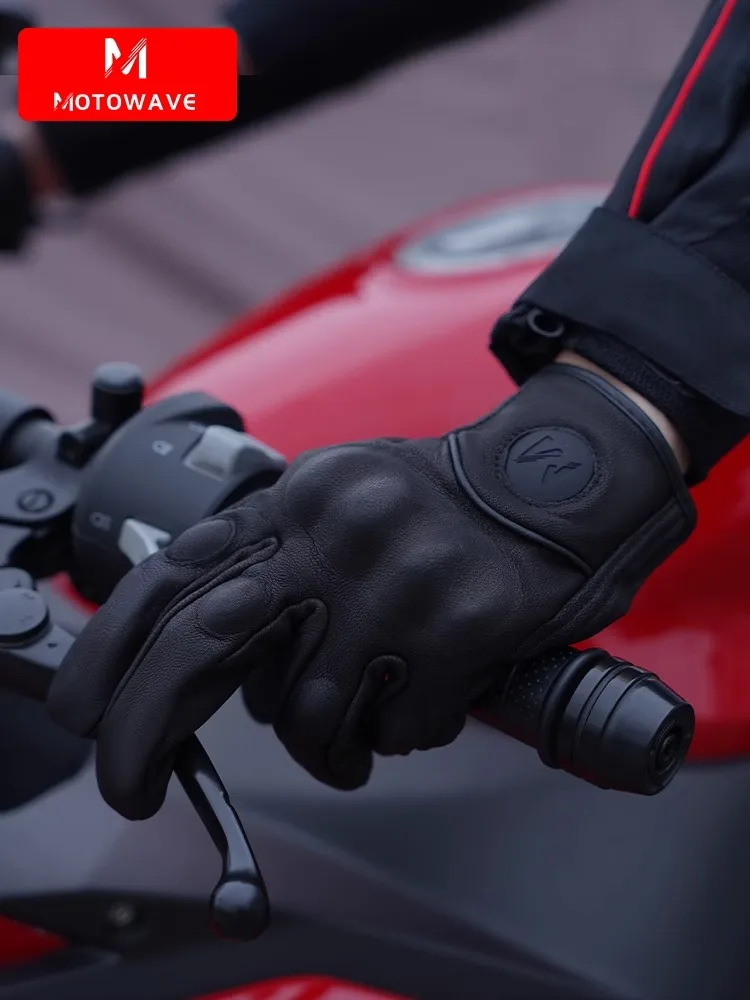 Motorcycle gloves Men's summer cycling sunscreen retro leather women's half finger gloves