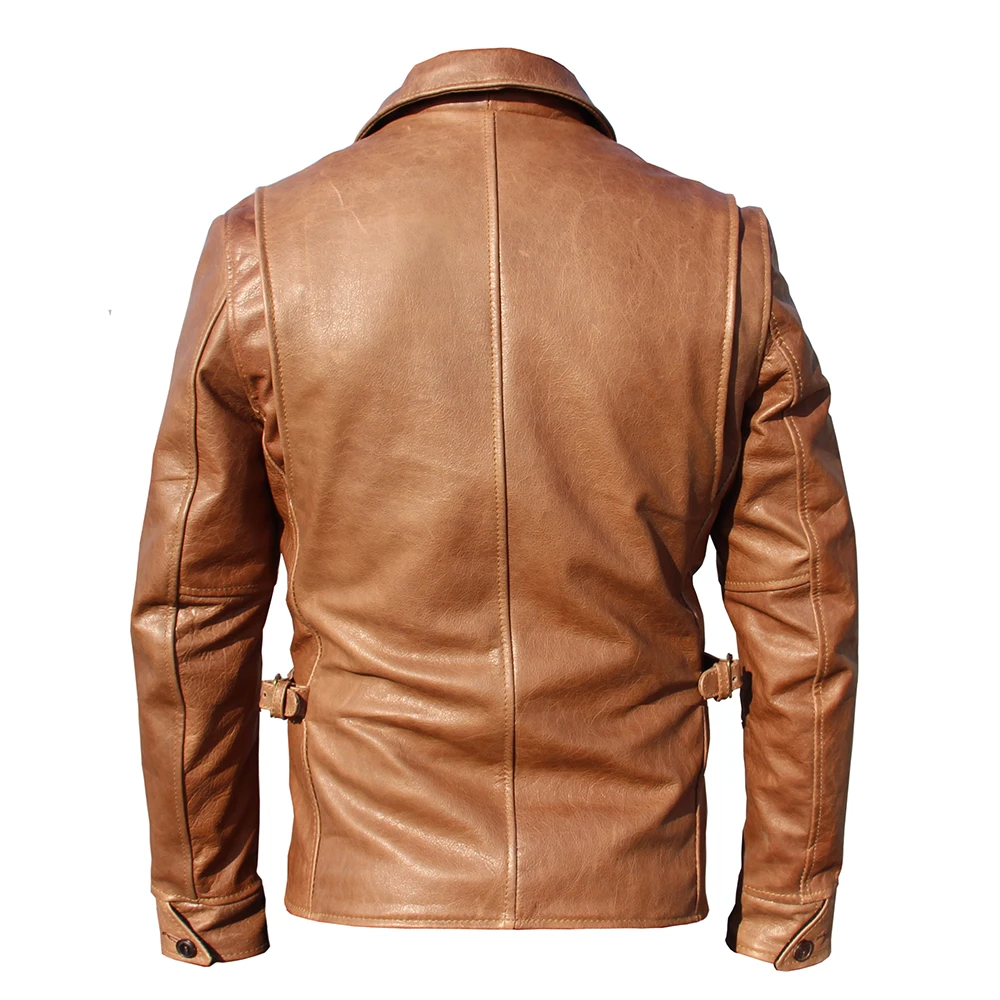 Description Picture 5 of itemOil Waxed Cowhide Genuine Leather Jacket Men Color Changes Slim Fit Real Skin Coat Autumn Chaqueta Cuero Hombre Mens Jackets