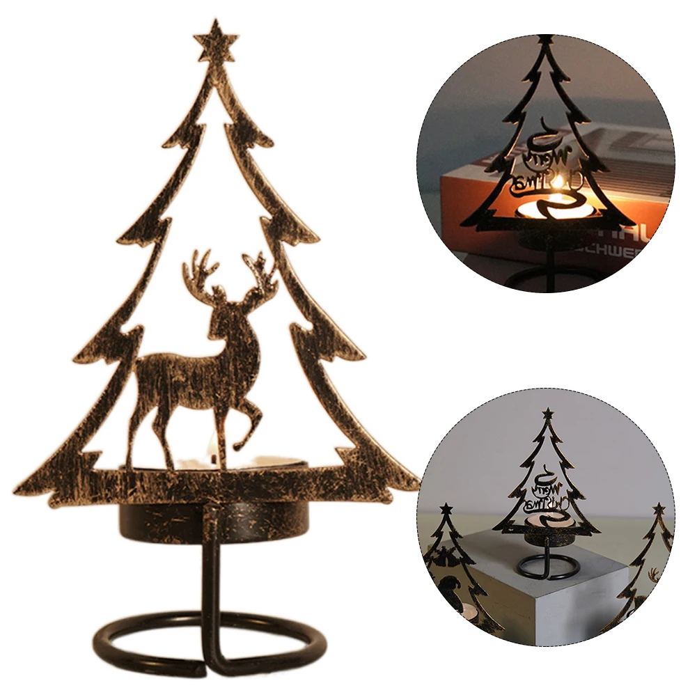 

Christmas Candle Holder Candlestick Iron Art Candle Holder With Base For Dinning Table Holiday Xmas Festival Atmosphere Decor