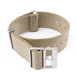 Premium Braided Nylon Canvas Watch Band - Soft, Sporty, Waterproof Strap - 22mm (Khaki)