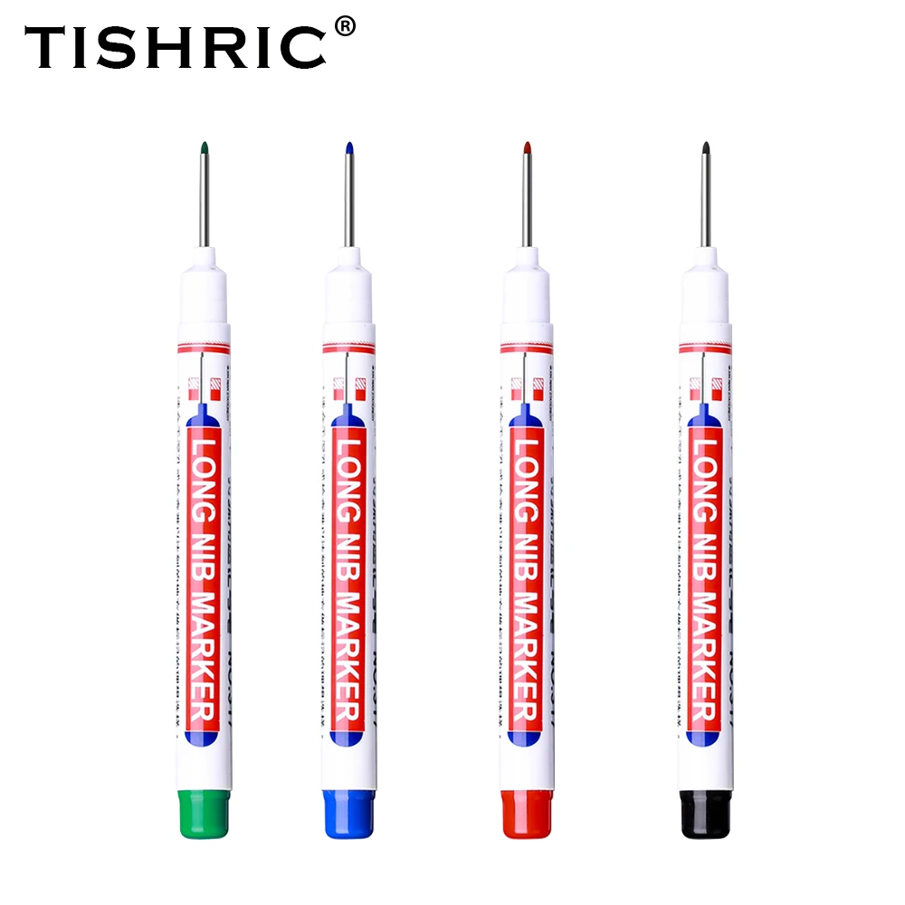 

TISHRIC Long Head Oily Markers Pens Multi-purpose Bathroom Woodworking Decoration Deep Hole Marker Pen Green/Red/Black/Blue