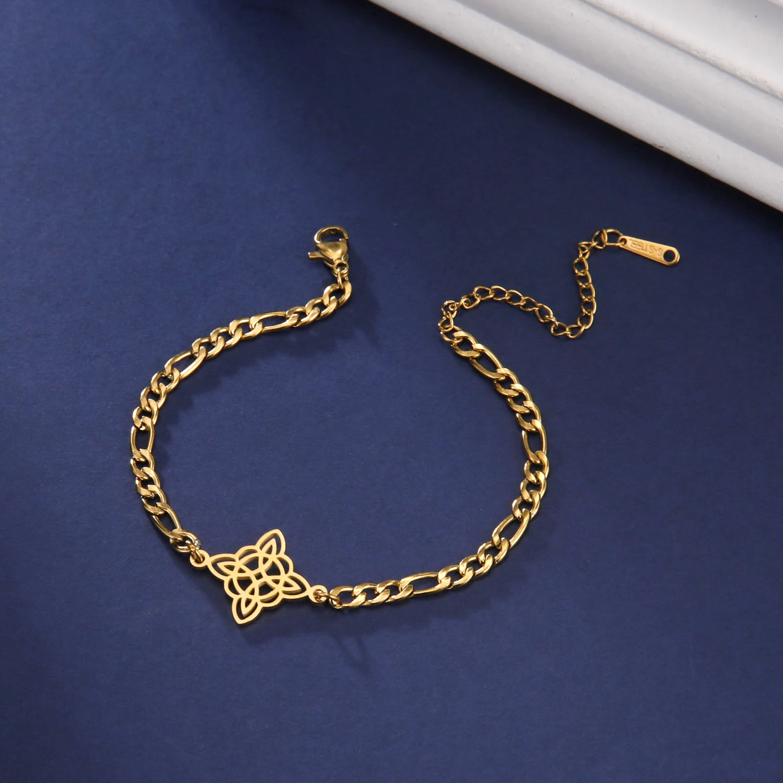 Unift Celtic Witch bransoletka z węzłem dla kobiet mężczyzn łańcuch Figaro ze stali nierdzewnej przyjaciel para bransoletka Amulet wikinga biżuteria w stylu Vintage