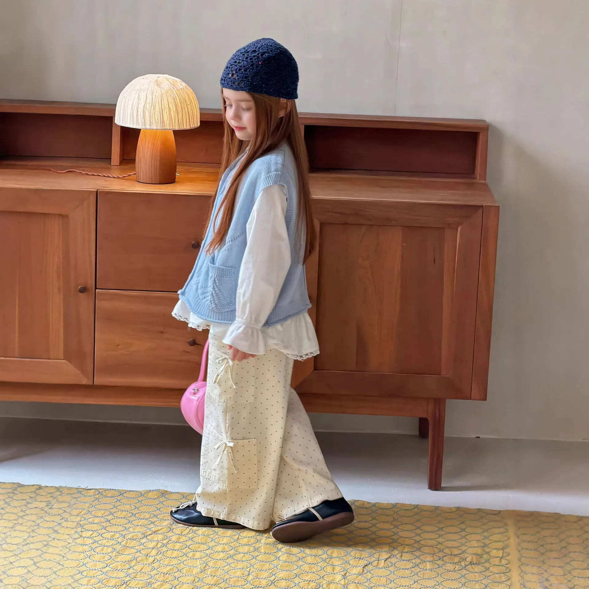 2026 봄 가을 신상 여아 한국 스타일 루즈핏 니트 탱크탑 베스트 다용도 여아 싱글 브레스티드 베스트