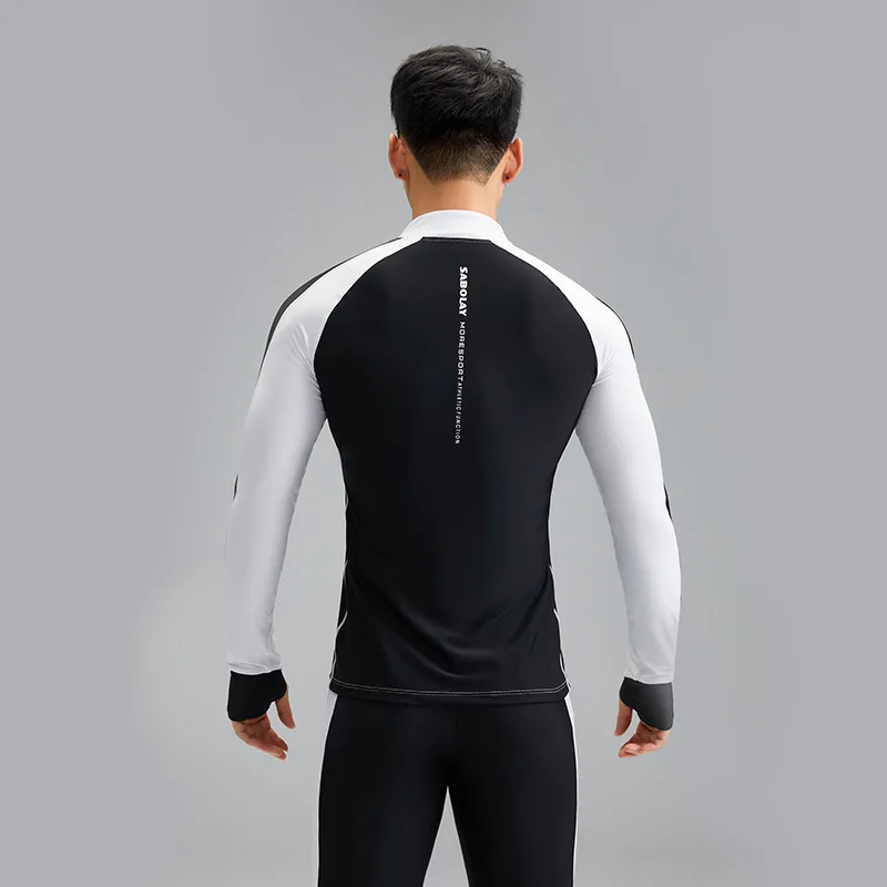 Men's Rash Guards Summer Sun Protection UPF50+ Cardigan Split Body Swimsuit Quick Drying High Elasticity Swimming Surfing Suit