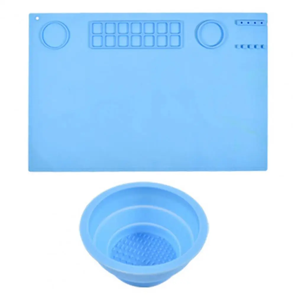 Paint Tray 1 Set Grooved Design Drawing Pad Fixed Folding Cup Waterproof