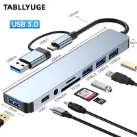 8 In 2 USB HUB With Splitter Card Reader USB C Port USB 3.0 SD/TF Splitter Card Reader Docking Station High Speed Transmission 1
