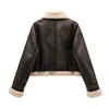ZVRI 2023 New Woman's Fashion Thick Warm Faux Shearling Jacket Coat Vintage Long Sleeve Belt Hem Female Outerw 2