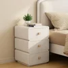 Bedside Table.Solid Wood Nightstand - White Bedside Table with Leather Surface, Small Nightstand with Drawers for Bedroom 1