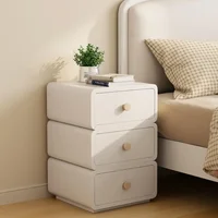 Bedside Table.Solid Wood Nightstand - White Bedside Table with Leather Surface, Small Nightstand with Drawers for Bedroom 1
