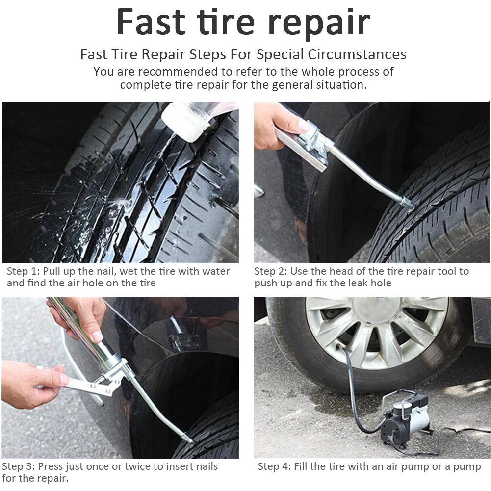 Kit de réparation rapide de pneus de grande voiture pour ruban de réparation  de pneus d'urgence autonome