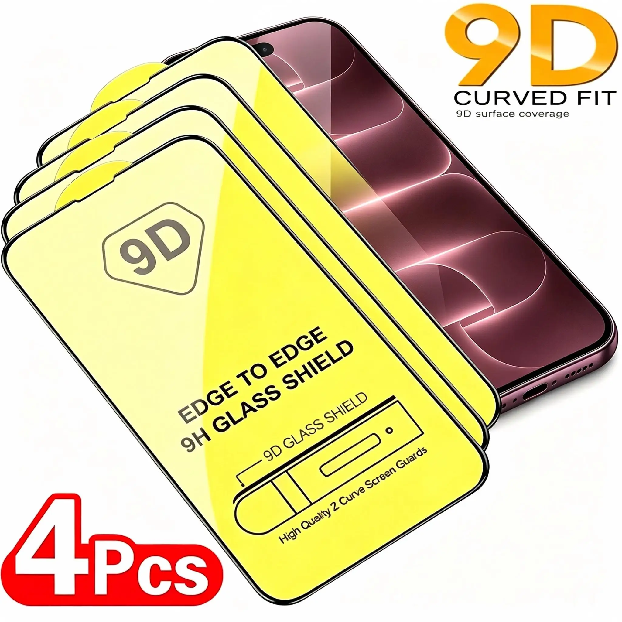 Premium 9D Tempered Glass Screen Protector - Full Coverage, 9H Hardness