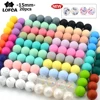 LOFCA 15mm 20pcs/lot Silicone Loose Beads Safe Teether Round Baby Teething Beads DIY Chewable Colorful Teething For Infant 1