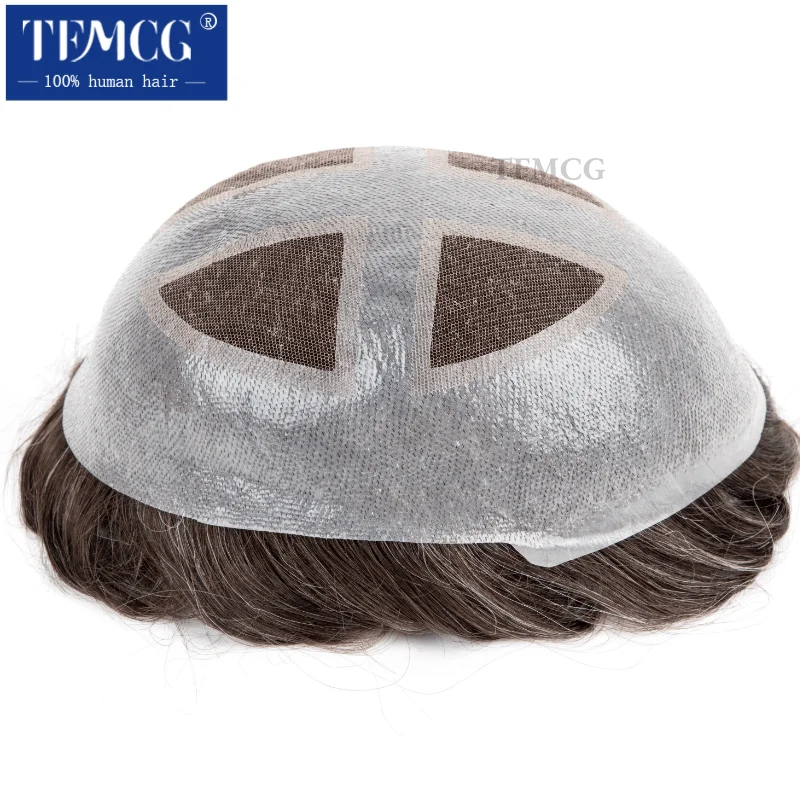 Toupee Men Invisible Hairline Lace With 0.04mm Soft PU Male Hair Prosthesis Breathable Men Wig Natural Human Hair System For Men 4