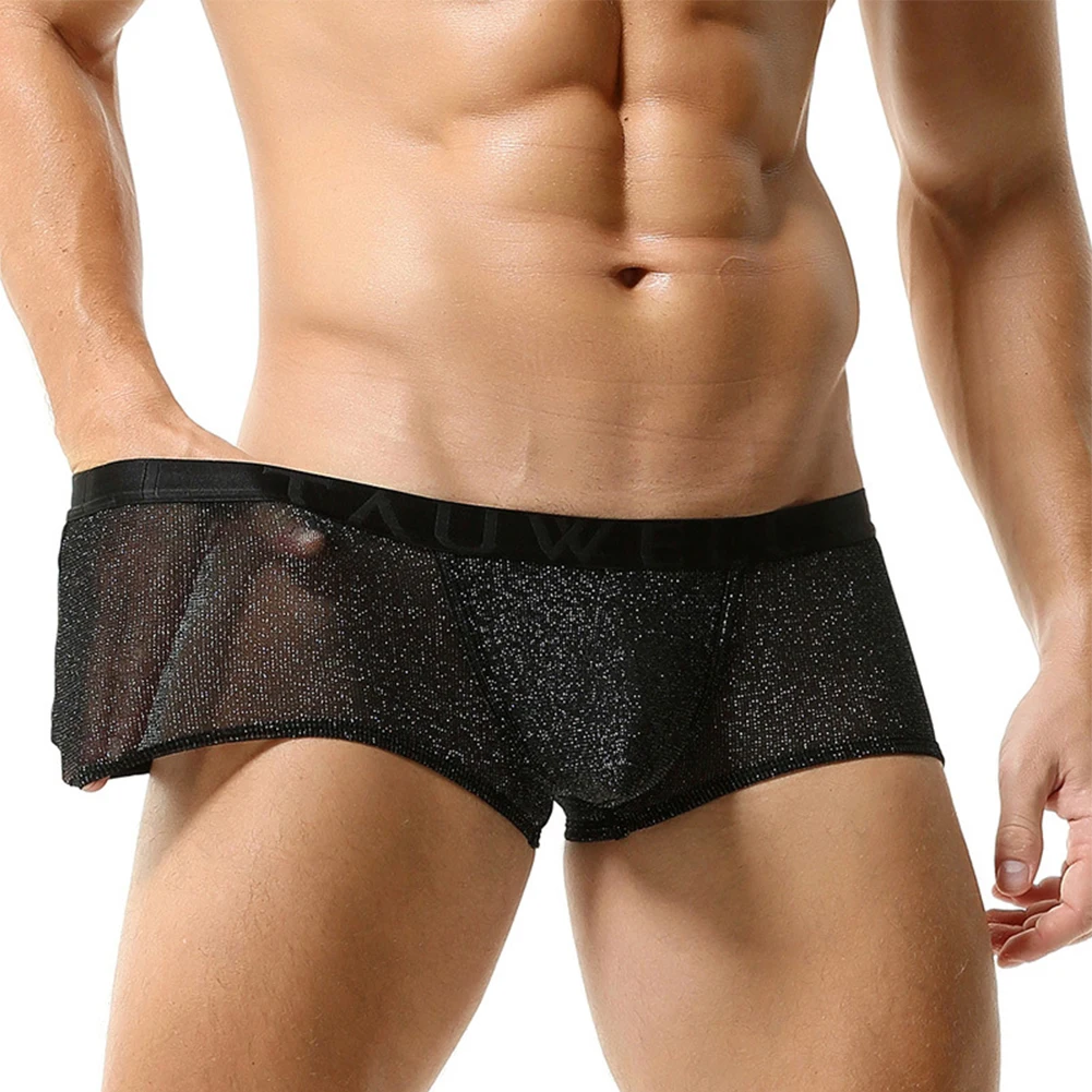 

Mens Boxer Sexy Underwear Briefs Shorts Hollow Mesh Soft Breathable Underpant Causal Fashion Homewear Lingerie Panties Nightwear