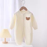 Baby Rompers for Boys Girls Newborn Bodysuit & One Piece Solid Color 100 Cotton 0-24M Long Sleeve Loungewear Outfit 1