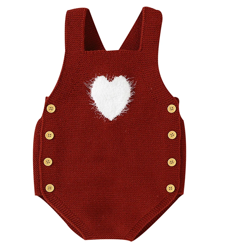 

Rompers Newborn Clothes Baby Boys Girls Jumpsuit Infant Cute Love Suspender Knitted Jumpsuit Toddler Clothing Outfit 0-18M