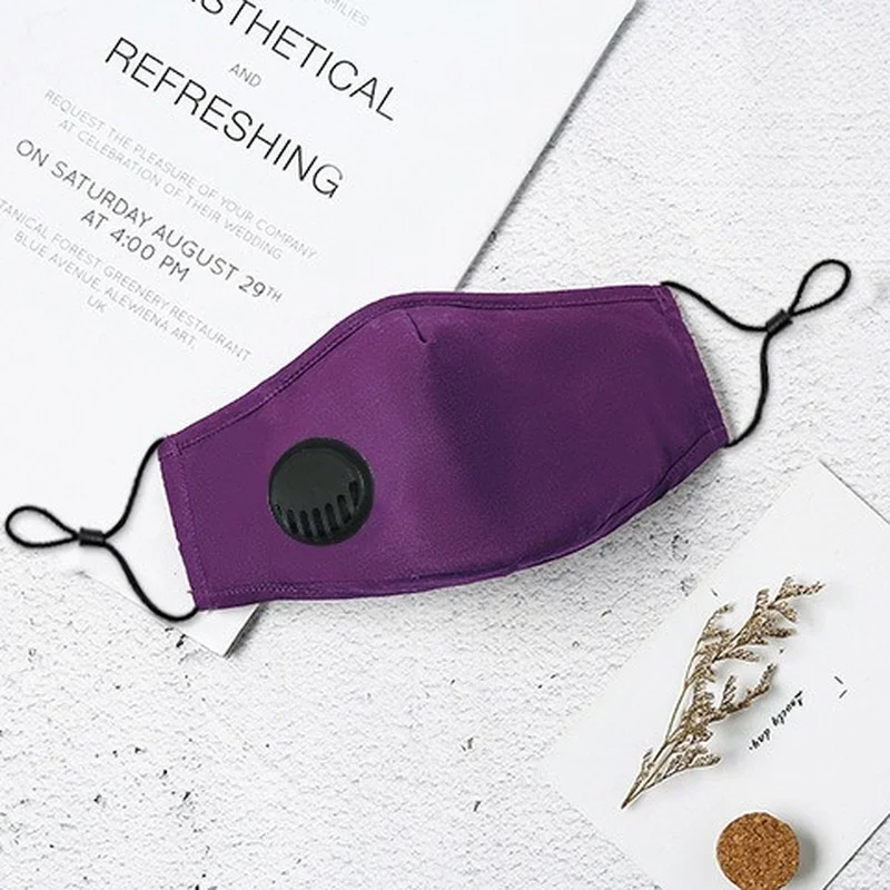 Cotton Face Mask with Filter Black Dust Washable Reusable Fabric Cloth Mouth Facemask Activated Carbon