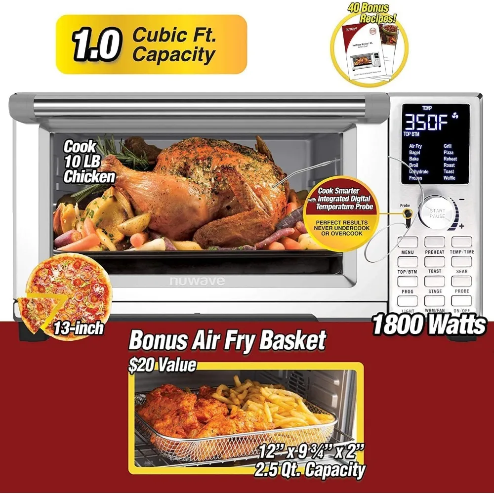 Bravo Air Fryer Toaster Smart Oven, 12-in-1 Countertop Convection, 30-QT XL Capacity, 50°-500°F Temperature Controls 3