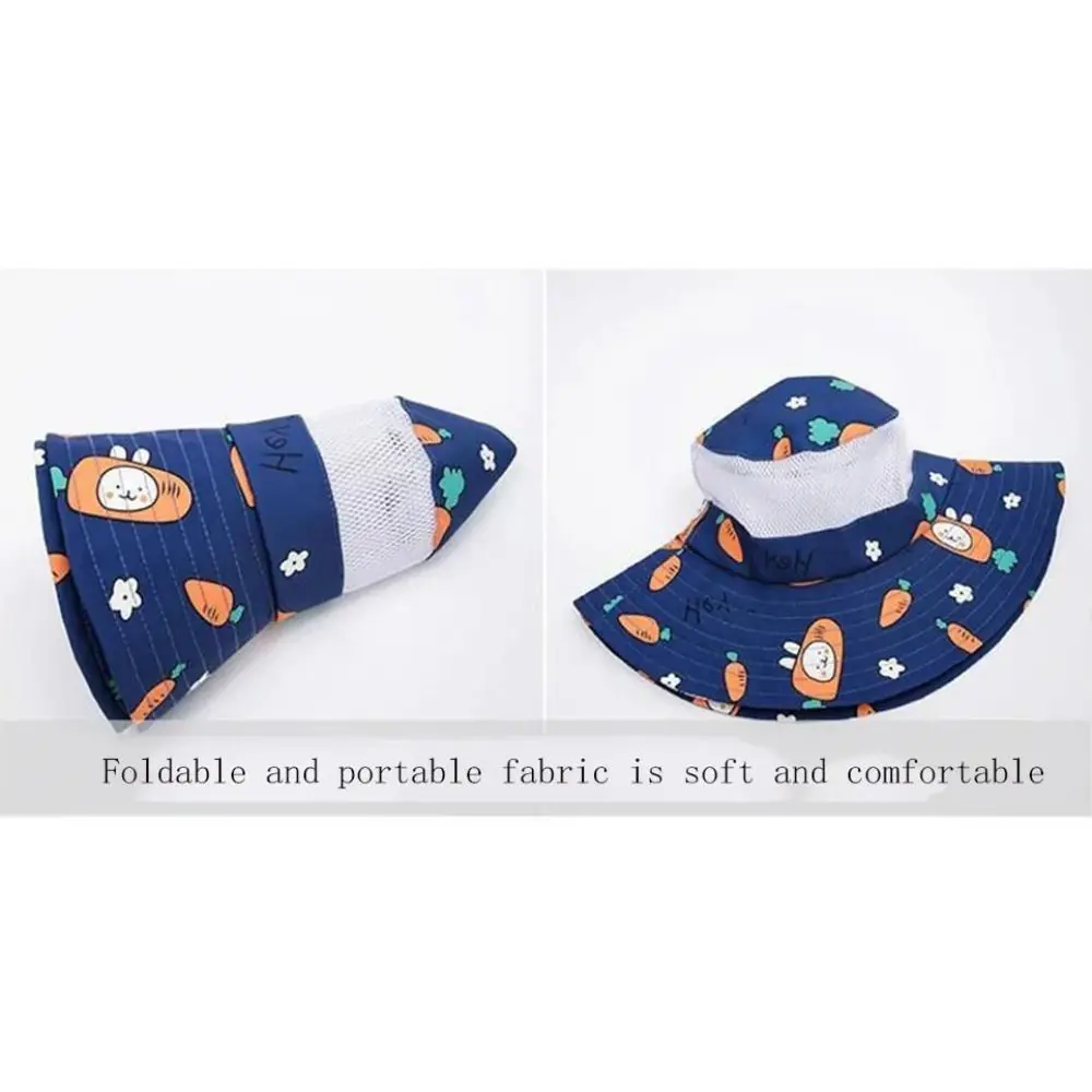 Breathable Baby Sun Hat Cute Cartoon Print Wide Brim Summer