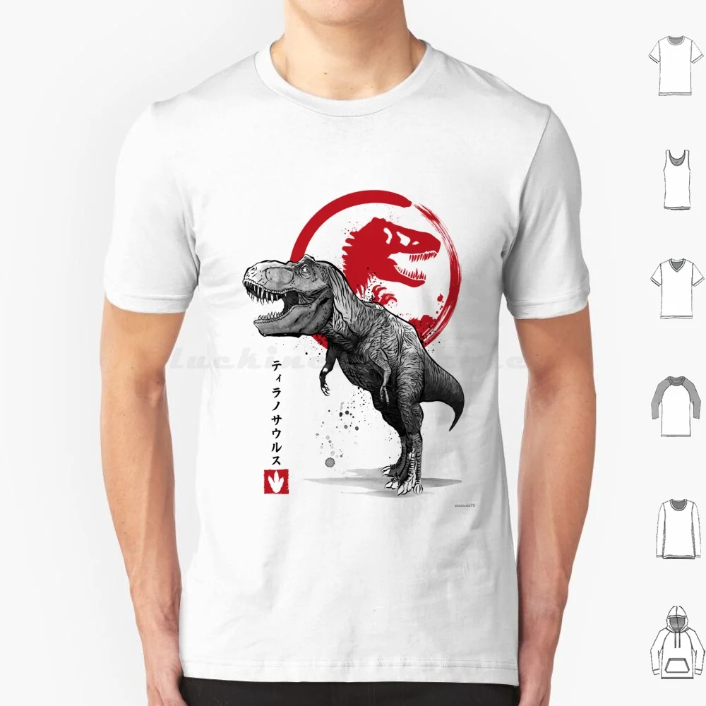 Tyrannosaurus Sumi E T Shirt Big Size 100% Cotone Tirannosauro Dinosauri Sumi E Giappone T Rex Triceratops Velociraptor